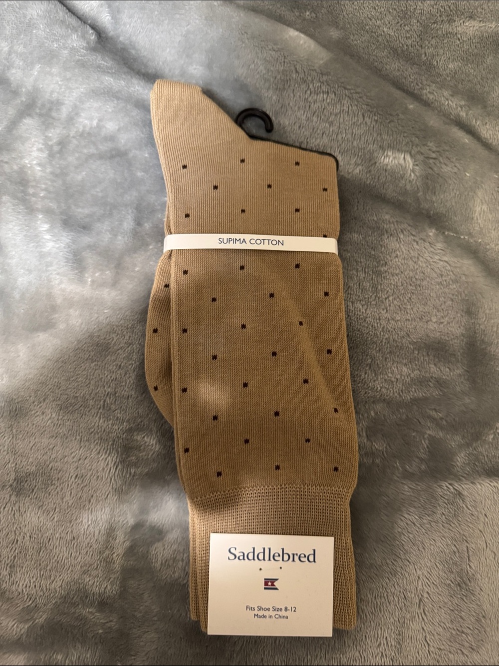Saddlebred Tan Dress Socks with Small Dot Pattern